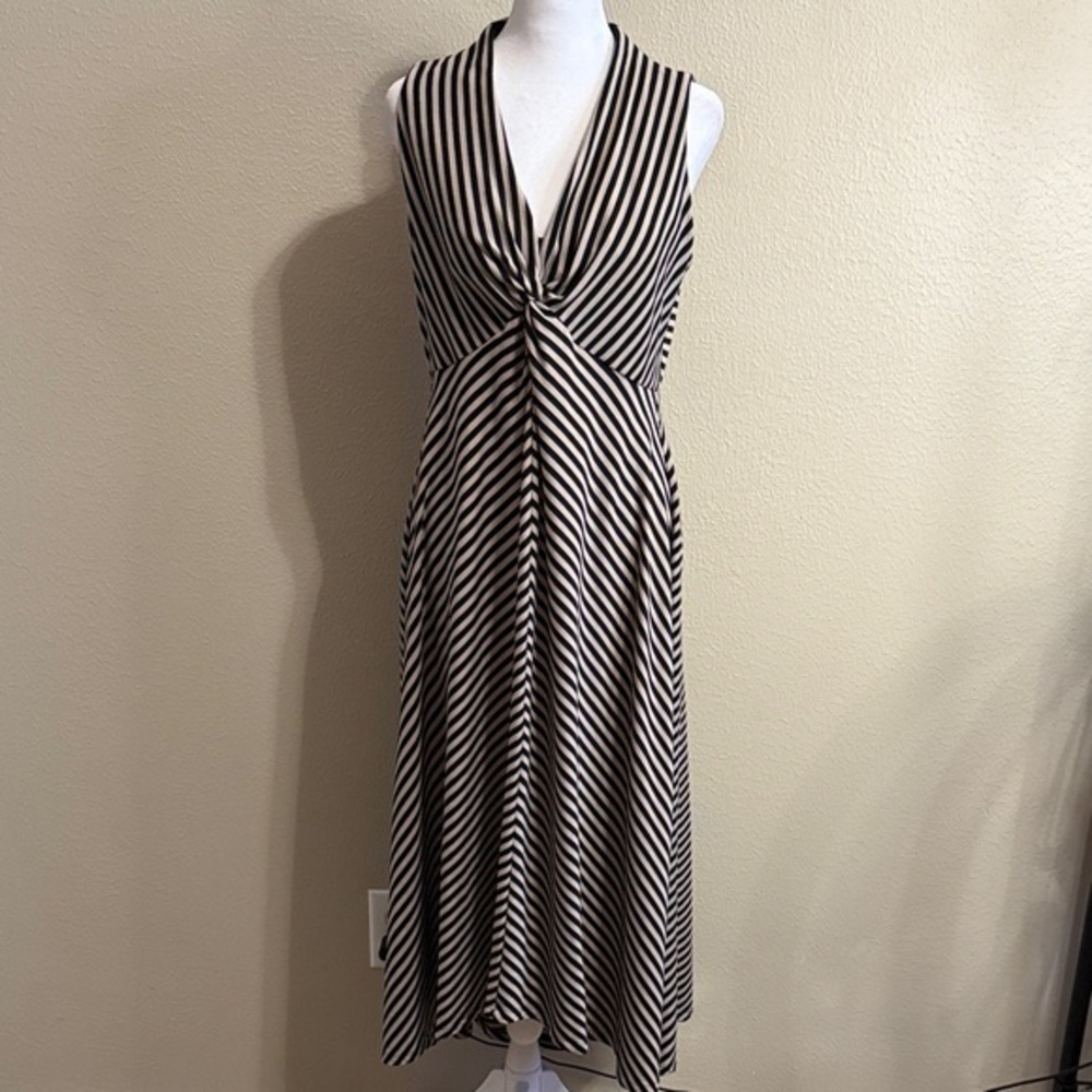 Robbie Bee Black and Tan Midi Dress